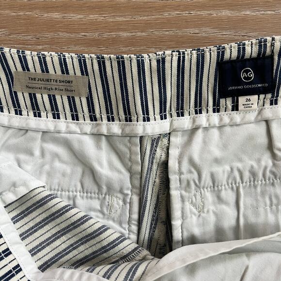 AG Adriano Goldschmied The Juliette Nautical High Rise Shorts Navy White sz 26 - Picture 5 of 7